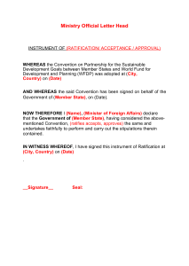 Instrument of (Ratification/Acceptance) for WFDP SDG Convention